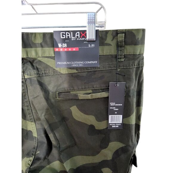 New Galaxy Mens Camo Denim Straight Leg Cargo Pants - Picture 4 of 4